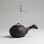 粗陶手工拉坯禅意侧把壶复古茶具茶器新品玄纁同款茗烟-淘宝网