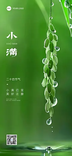 小满节气祝福实景清新全屏竖版海报AIGC