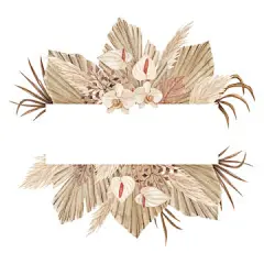 图源免费EPS |Watercolor bohemian banner with dried palm leaves, pampas grass, calla lily and orchids 