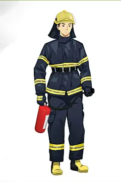 消防员救火灭火器消防员人物插画