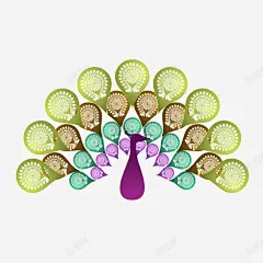 彩色孔雀开屏高清素材 png 设计图片 免费下载 页面网页 平面电商 创意素材