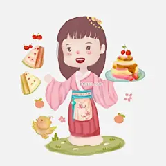 中国风小姑娘做美味蛋糕图片大小2000x2000px 图片尺寸1.37 MB 来自PNG搜索网 pngss.com 免费免扣png素材下载！蛋糕#粉色#金黄色#卡通手绘#可爱#快乐#绿色#美食#美味#女孩#食物#甜美#甜蜜#