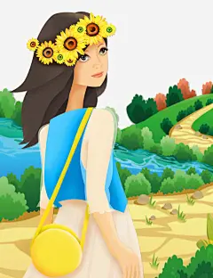 卡通手绘插画带着花环的美女去郊高清素材 卡通 卡通手绘插画带着花环的美女去郊游免费下载 去郊游 周末游 带着花环的美女 手绘 插画 旅游 春季风景 景色 踏青 免抠png 设计图片 免费下载