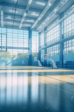 篮球场投篮校园体育馆图片摄影图