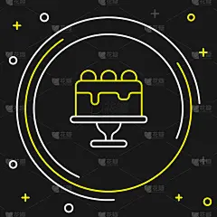 线蛋糕图标孤立在黑色背景上。生日快乐。色彩斑斓的轮廓的概念。向量