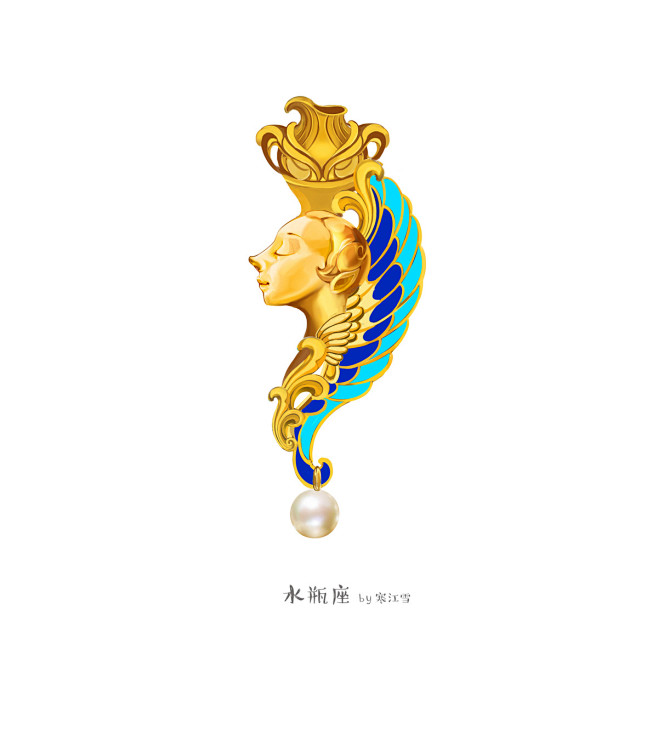 为工商银行设计的十二星座首饰插画_寒江雪...