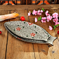 日韩和风式陶瓷 釉下彩餐具 和风12寸-16寸超大青花鱼形鱼盘盘子
 ,