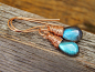 Rose Gold Labradorite earrings, wire wrapped jewelry handmade, rose gold filled jewelry, flashy labradorite,