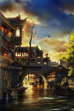 馒小希采集到场景阁---插画、场景、手绘、建筑的小希阁楼