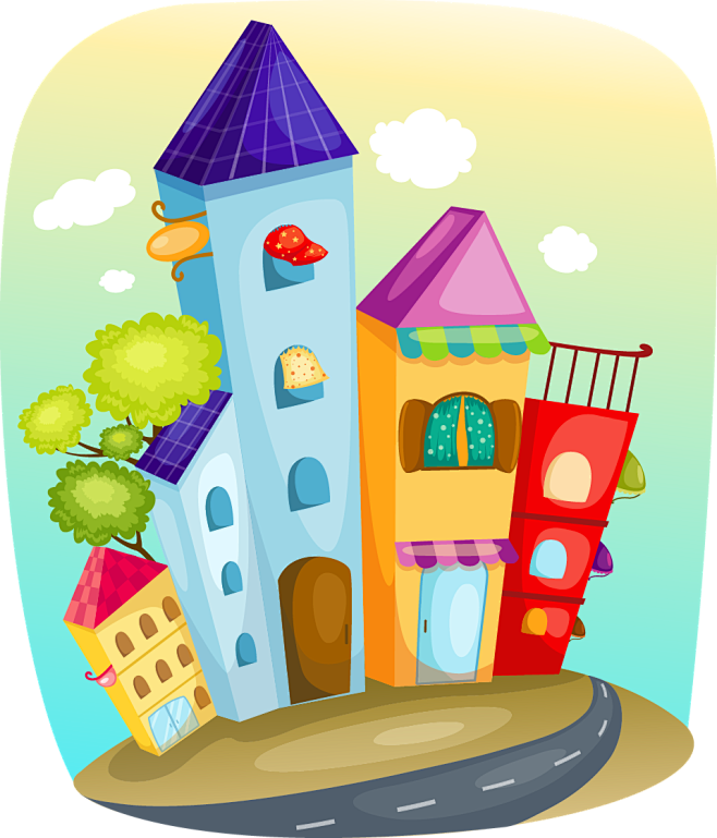 可爱卡通房子元素