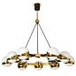 Chandelier Option B: Vintage Stilnovo Chandelier in Brass with White Glass Globes.