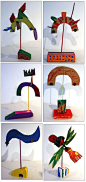 cardboard balancing sculptures made with magnets