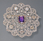 Exquisite platinum, 18k gold Edwardian brooch w/diamonds 