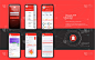 Mobile banking. Template for mobile app in red fas