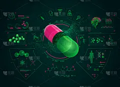 药,人,全息图,男人,概念,顺序,技术,科学,生物学,恢复