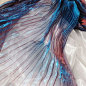 Blue Pleated Tulle Fabric Magic Color Laser Plisse Fabric Accordion Crimping Wrinkle Sewing Material for Dress 150cm 59" Width M102F1