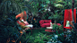 green carpet : dehors défilé in the tropical jungle where the outdoor furniture plays the starring role
