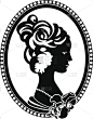 复古奖章与女性的轮廓
