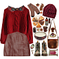 A fashion look from November 2014 featuring raglan sweater, red mini skirt and copper socks. Browse and shop related looks.