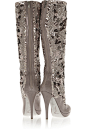 René CaovillaEmbellished metallic suede knee bootsback