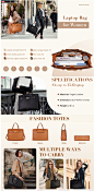 Amazon.com: Missnine Laptop Bag for Women 15.6 inch PU Leather Work Tote Bag Large Computer Briefcase Business Office Handbag : Electronics