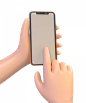 男子手持带空白屏幕的智能手机 — 3D 图像