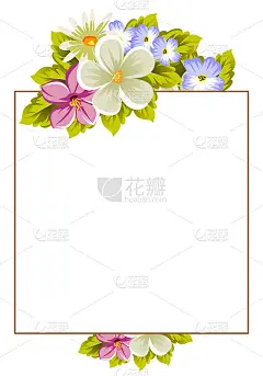 几朵花和叶子的花架。适合设计贺卡、请柬、海报、横幅、生日祝福、情人节、婚礼、庆典。