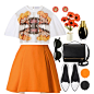 A fashion look from May 2014 featuring knee length pleated skirt, pointed toe shoes and mini crossbody handbags. Browse and shop related looks.