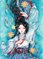 古风美人，水中歌，灯火阑珊系列三_涂鸦王国 原创绘画平台 www.poocg.com