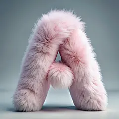 简约粉色毛绒字母a素材图AI图
