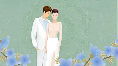 高冷系婚纱礼服手绘插画