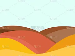 沙漠波浪景观与沙丘在一个极简主义风格。平面设计。波西米亚装饰版画，海报和室内设计。本世纪中叶现代装饰