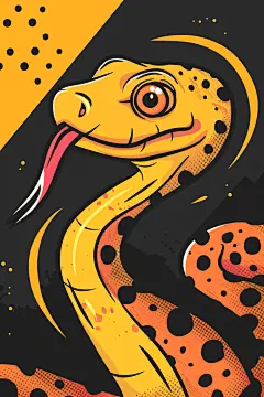 毒蛇张嘴蛇年蛇年漫画风插画