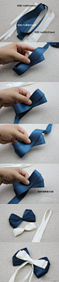 #姚明织带DIY#考题 ，考题：问这个蓝白的蝴蝶结可以用在哪些地方？