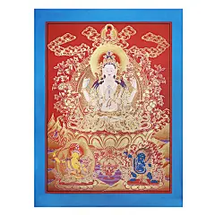 西藏手绘唐卡批发佛堂挂画供奉四壁观音菩萨画像黄财shen装饰画