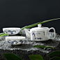 佳佰 高档骨瓷便携旅行茶具套装 功夫茶花茶一壶二杯-忆江南