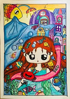画作鉴赏 - 清洁湾区我的家 - 粤港澳海洋生物绘画比赛 2018