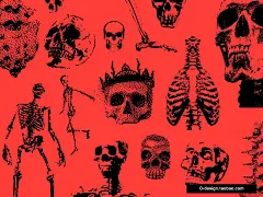 86款潮流复古暗黑骷髅雕像低保真马赛克像素风ai矢量插画设计素材
