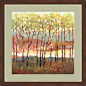 Soft Trees Framed Print in Pecan Brown Soft Green Mat 27 x 27 transitional-fine-art-prints