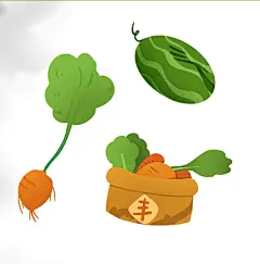 扁平丰收秋季瓜果物件物品元素