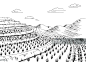 Rice field graphic black white landscape sketch illustration vector - 免版稅稻田圖庫向量圖形