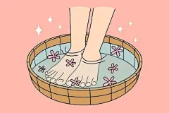 洗脚泡脚描边插画矢量图设计素材