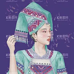 少数民族服饰  - 源文件下载【酷图网】插画,手绘插画,少数民族服饰,服饰,少女,少数民族,少数民族风,传统文化,人物,风情,花纹,特色,
