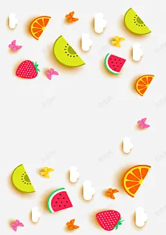 卡通五彩水果装饰蝴蝶 免抠png 设计图片 免费下载 页面网页 平面电商 创意素材