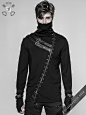 Punk Rave Assassin's Creed top WT-527/BK | Men's Gothic, Metal, Punk and Steampunk fashion clothing and accessories by Punk Rave, RQ-BL, Killstar and other alternative fashion brands : Gothic Industrial men's black long-sleeved extra long turtle neck  zip