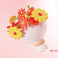 花束手捧花小雏菊3D物品PNG元素C4D