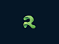 Letter R symbol gradient green shadow r letter glossy icon mark design logo