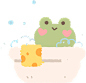 夏日软萌小动物贴纸-小青蛙浴缸