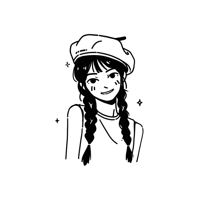 简笔画｜黑白少女头像