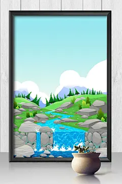 扁平风春天户外风景背景